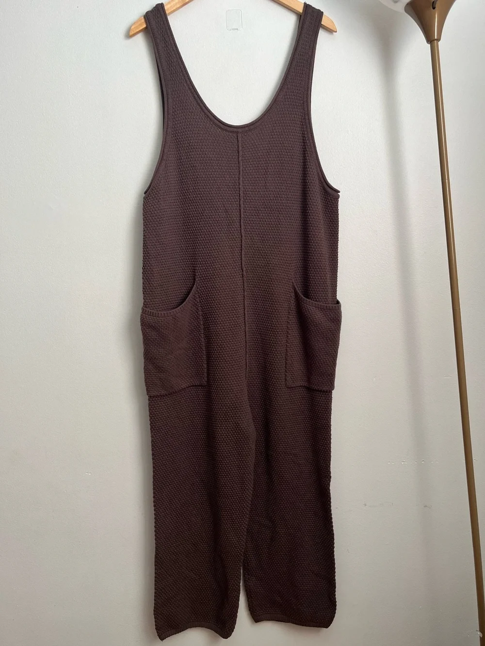 Free People Beach Hailee Sweater Jumpsuit Brown Overalls Slouchy - Picture 12 of 12